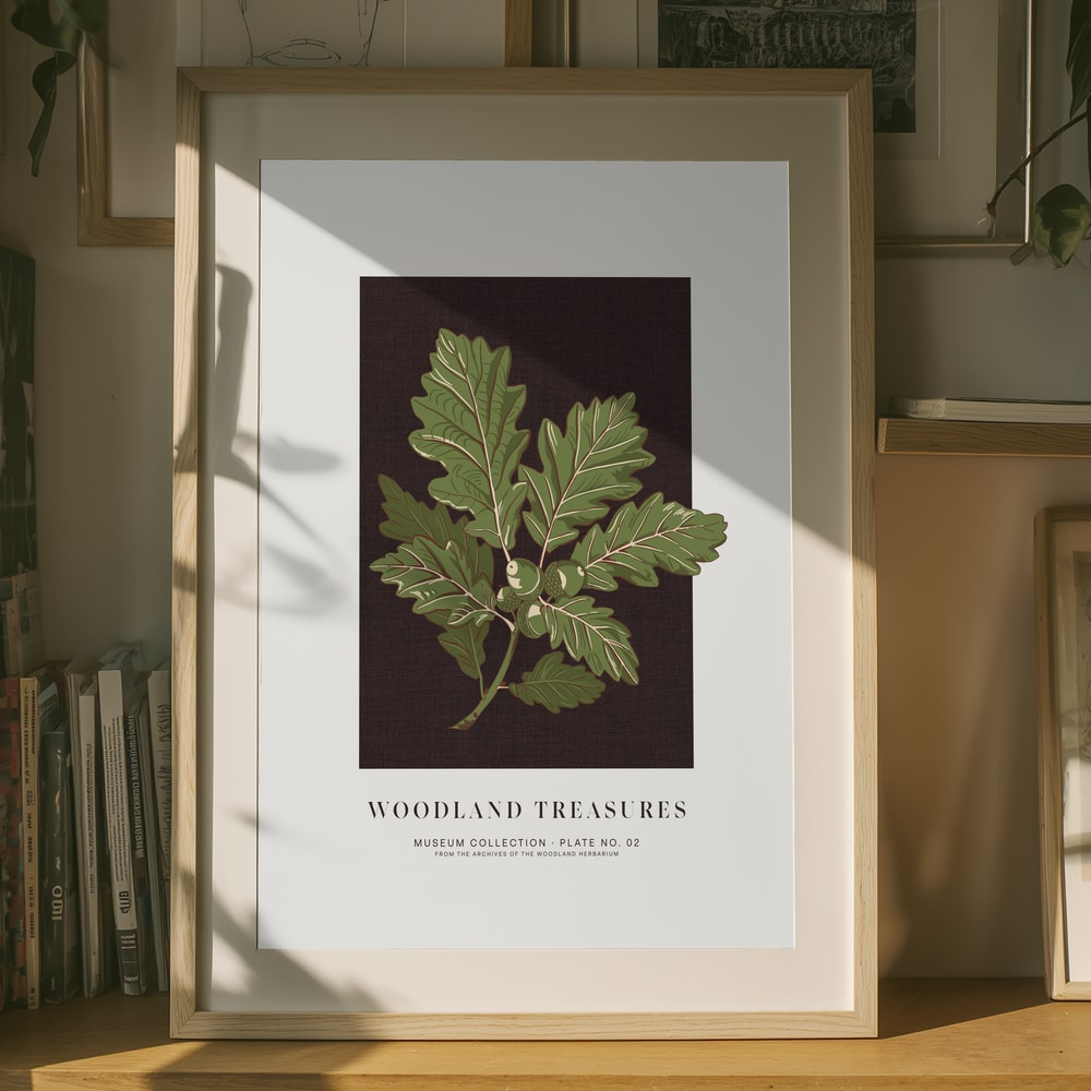 Plakat med agern fra skoveg