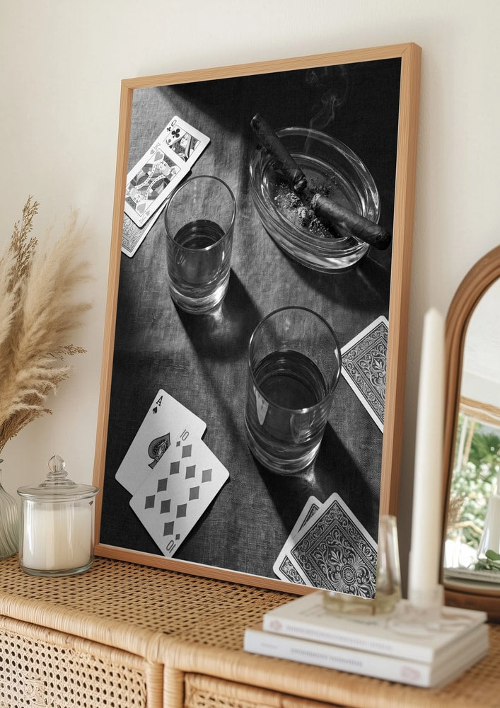 Whiskey Kort Cigarer Plakat