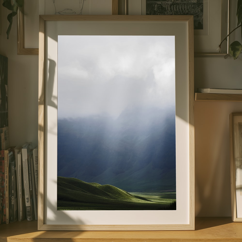 Misty Mountain Sunbeams Poster