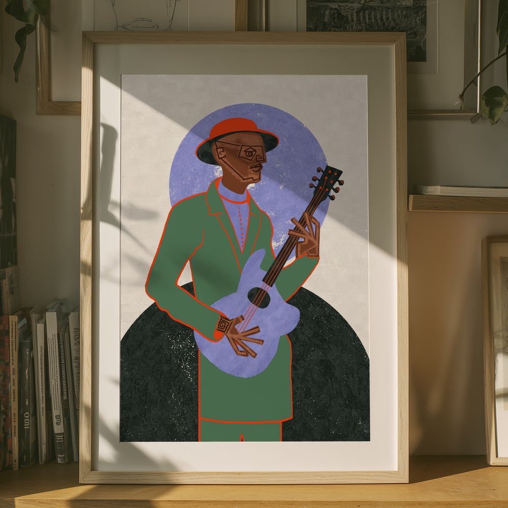 Blues Guitar Man Poster