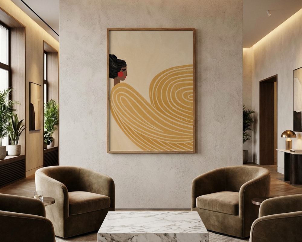 Woman Golden Waves Poster