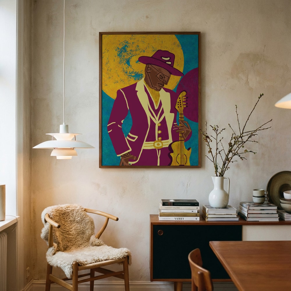Gitarrist i lila kostym Poster