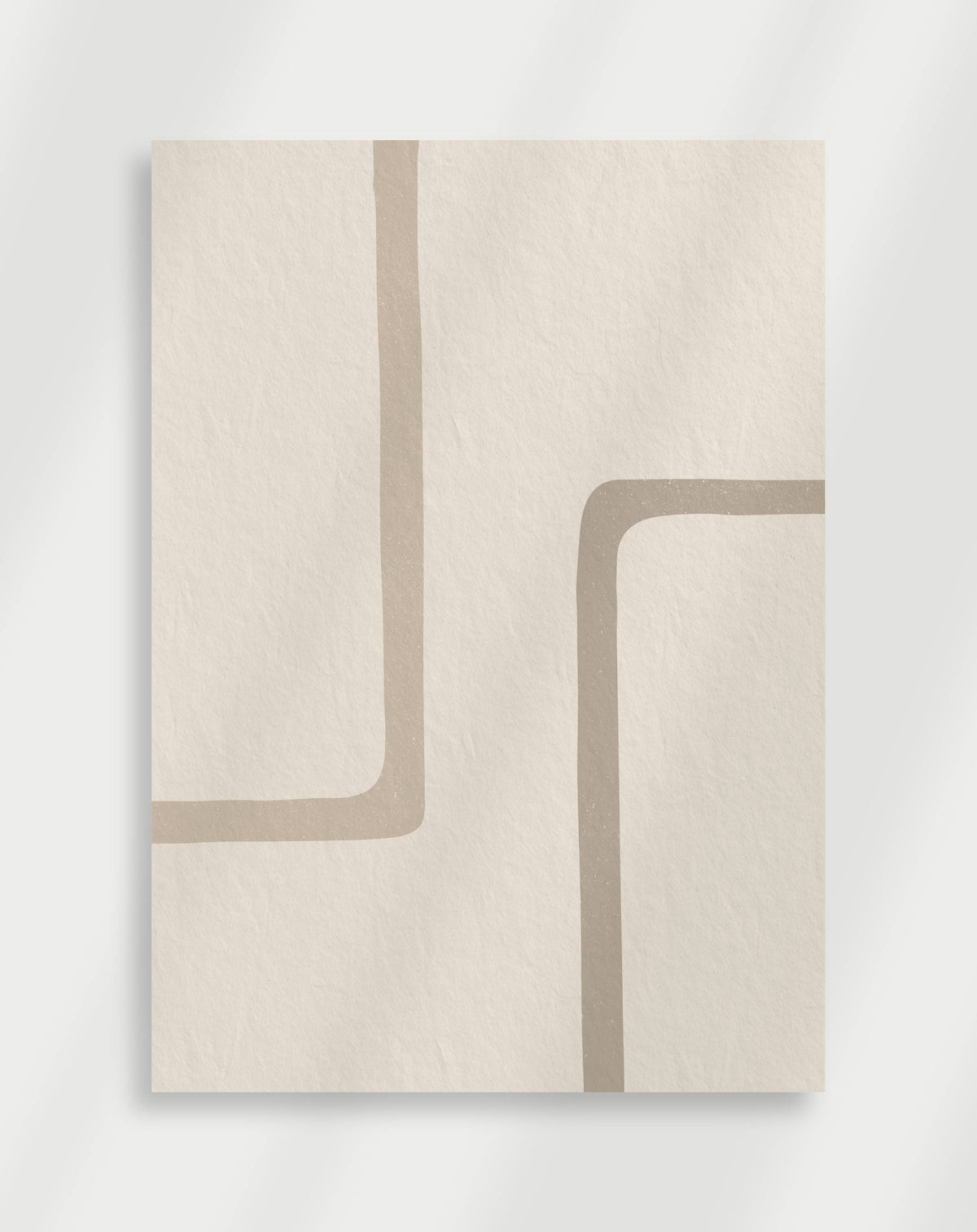 Boho minimalist lines poster with a minimalist abstract composition of beige lines on a cream background