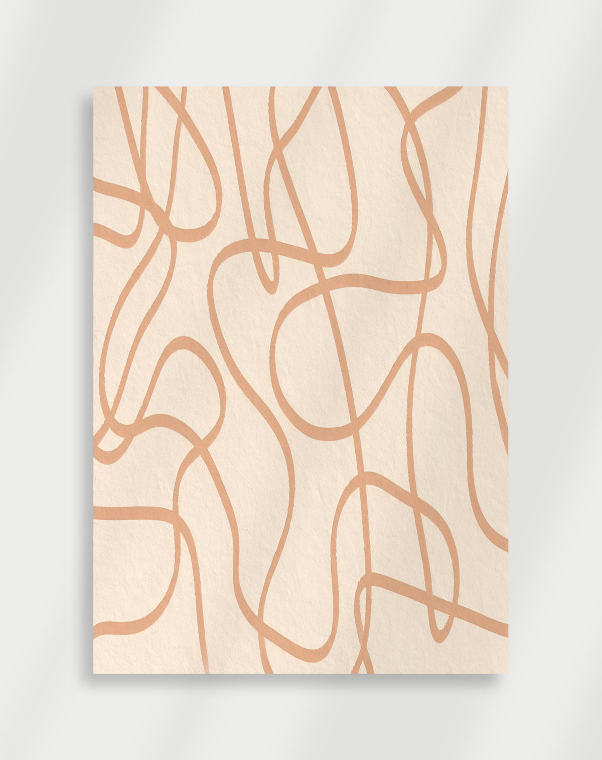 Boho organic lines peach poster with an abstract pattern of peach wavy organic lines on a cream background