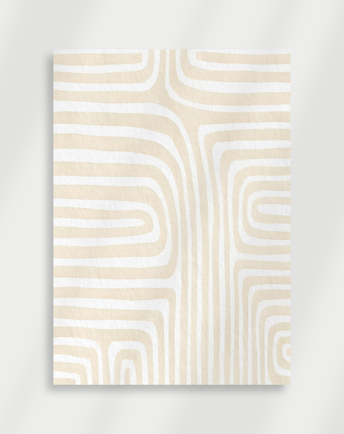 Boho rounded lines pattern poster with an abstract pattern of beige rounded geometric lines and shapes on a white background