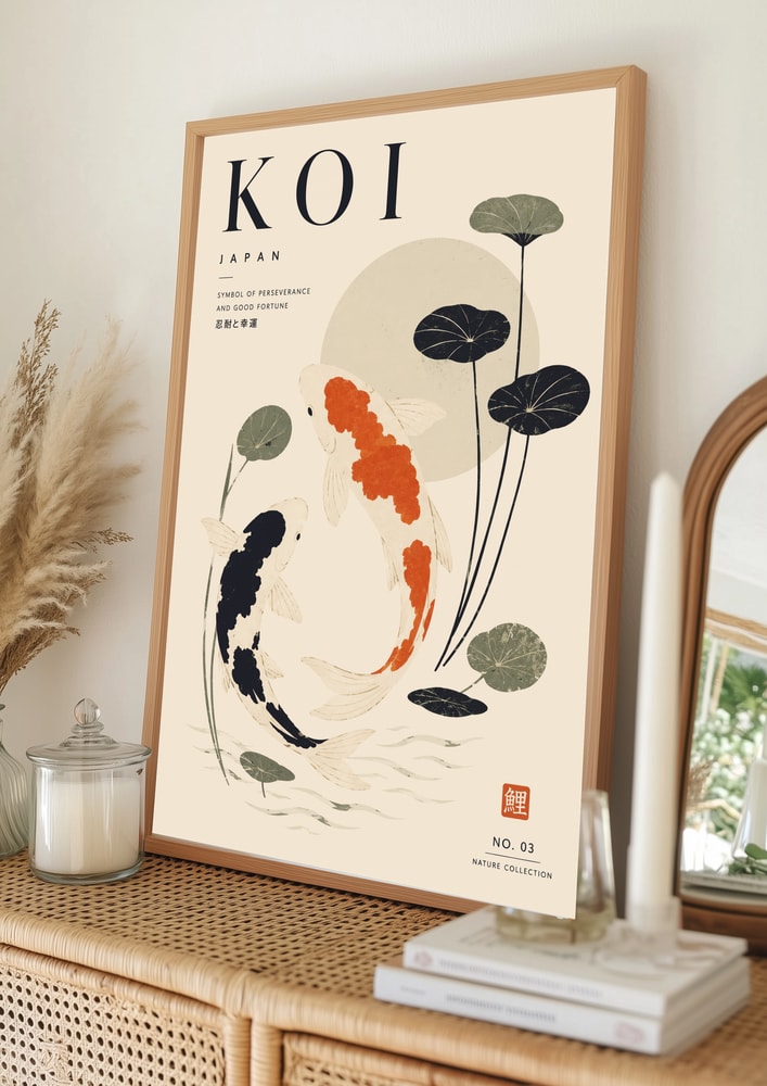 Swimming Japanese Koi Poster