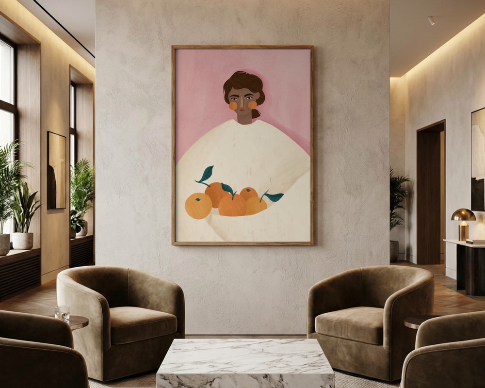 Woman Holding Oranges Poster