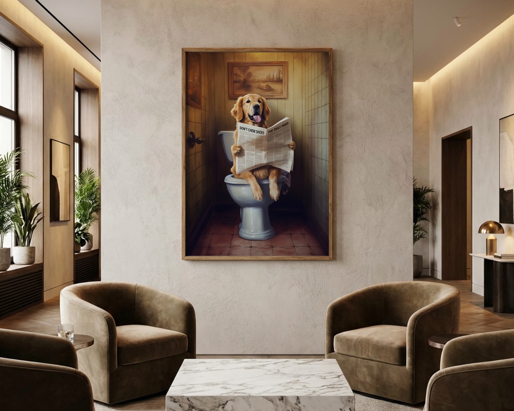Funny Dog Reading Newspaper Poster