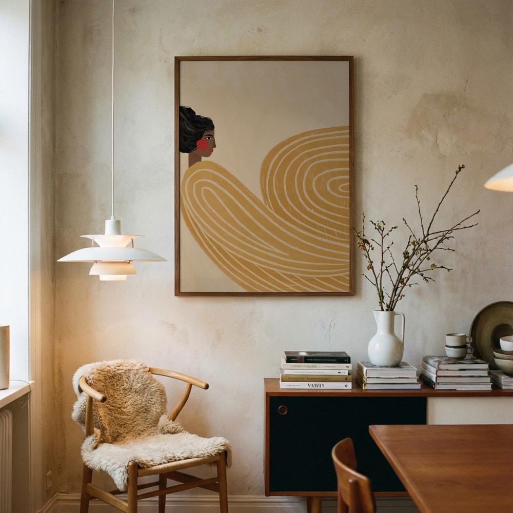 Woman Golden Waves Poster