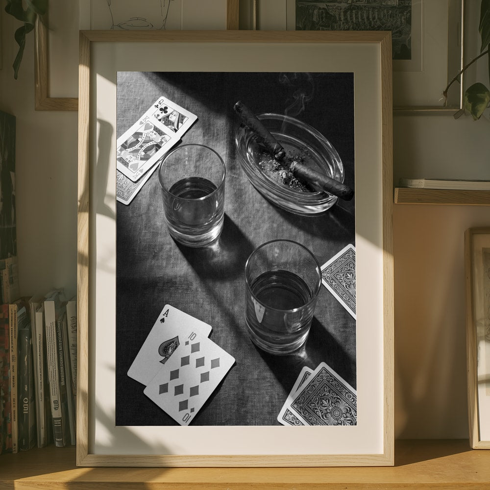 Whiskey Kort Cigarer Plakat