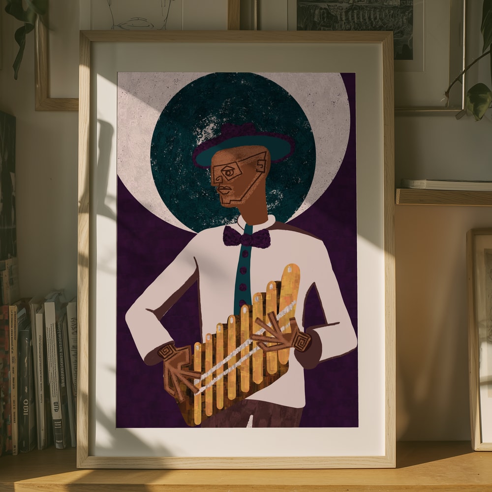 Elegant med panflöjtspelare Poster
