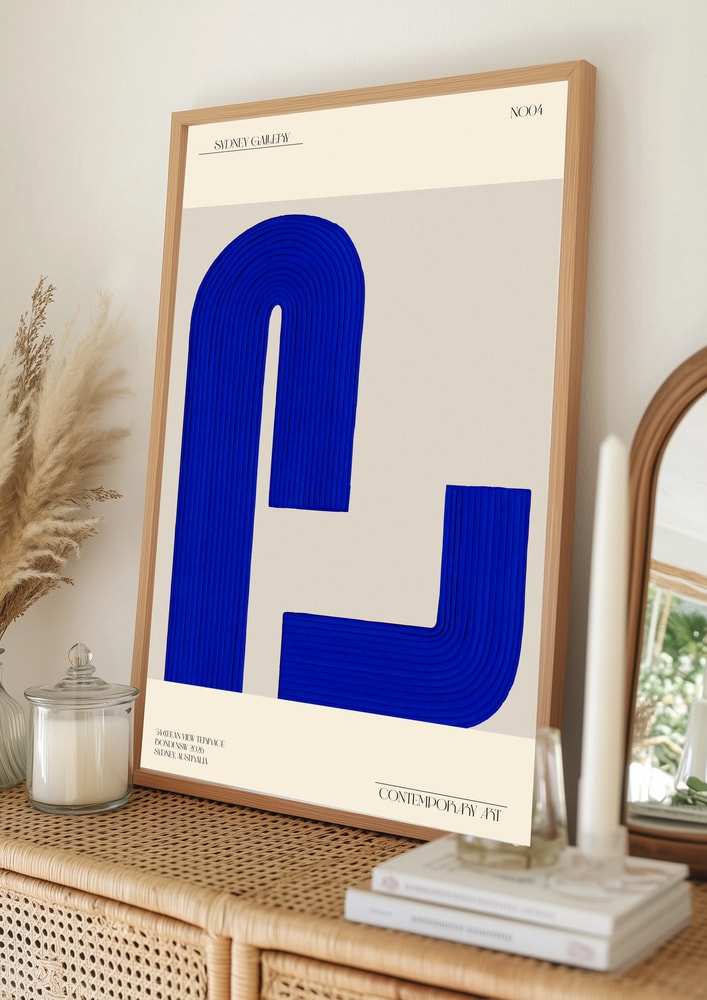 Blå abstrakt geometri plakat
