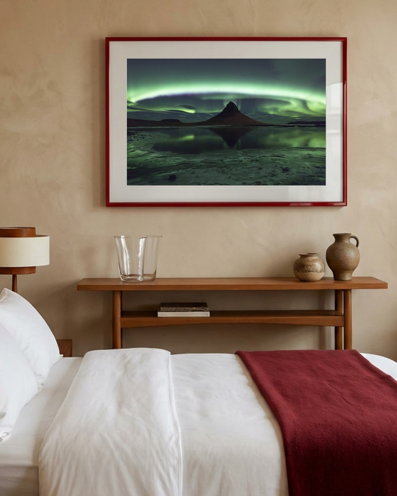 Kirkjufell Norrsken Reflektion Poster