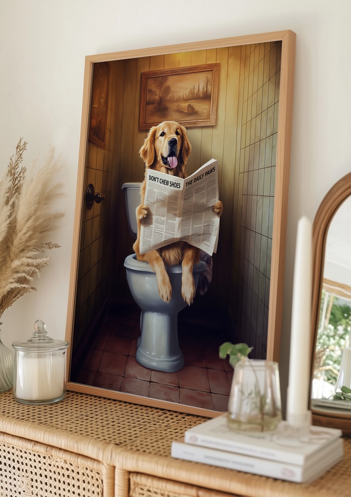 Funny Dog Reading Newspaper Poster