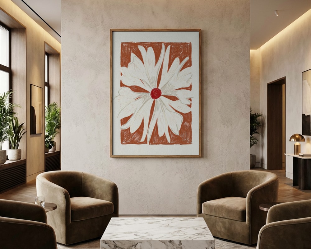 Rustic Daisy Illustration Poster