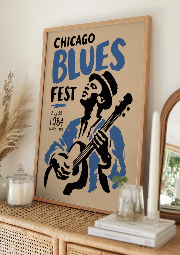 Chicagoblues-gitarrist från 1984 Poster