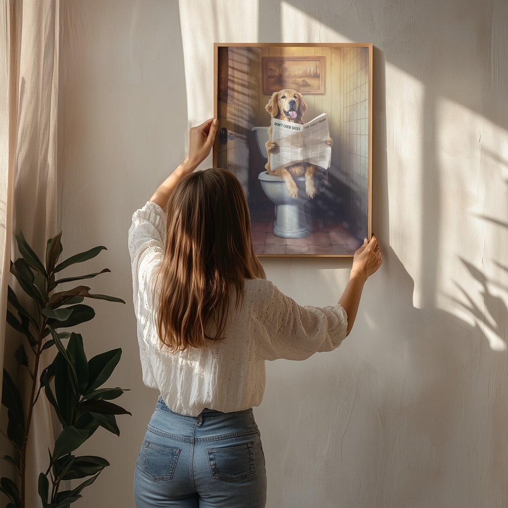 Funny Dog Reading Newspaper Poster