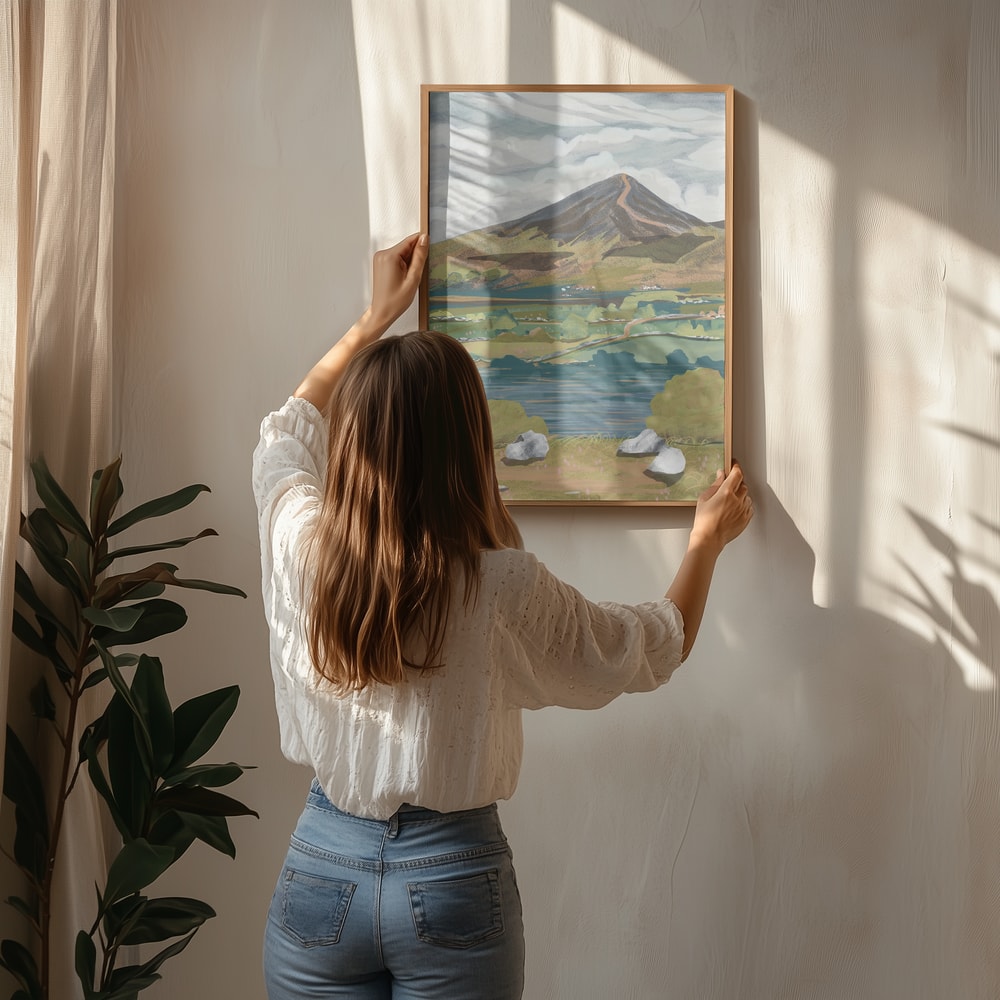 Lakeside Mountain View Poster