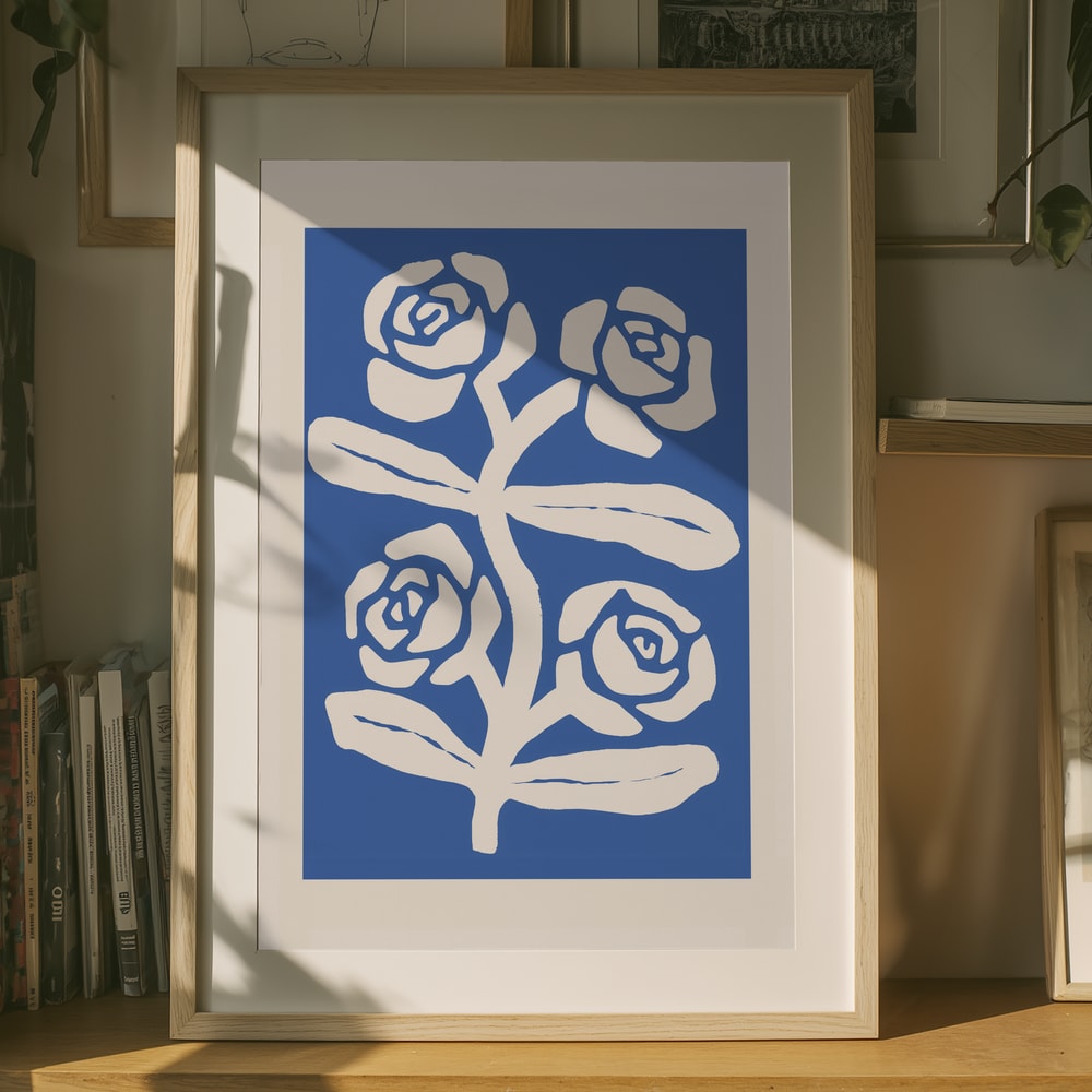 Abstrakt med blå rosor Poster