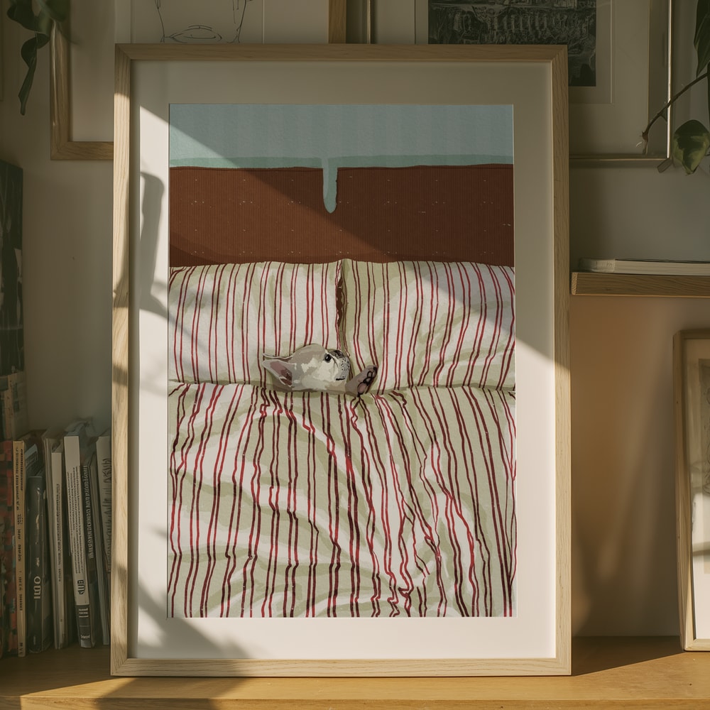 Mysig hund i sängen Poster