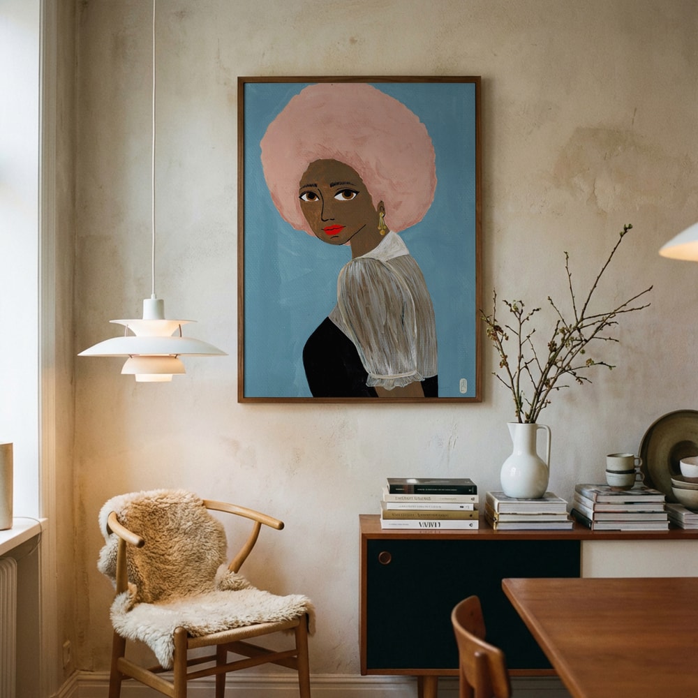 Stylish Pink Afro Woman Poster