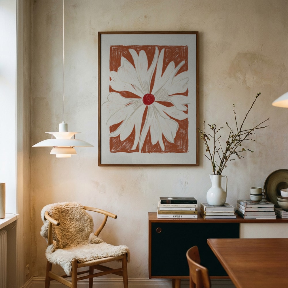Rustic Daisy Illustration Poster