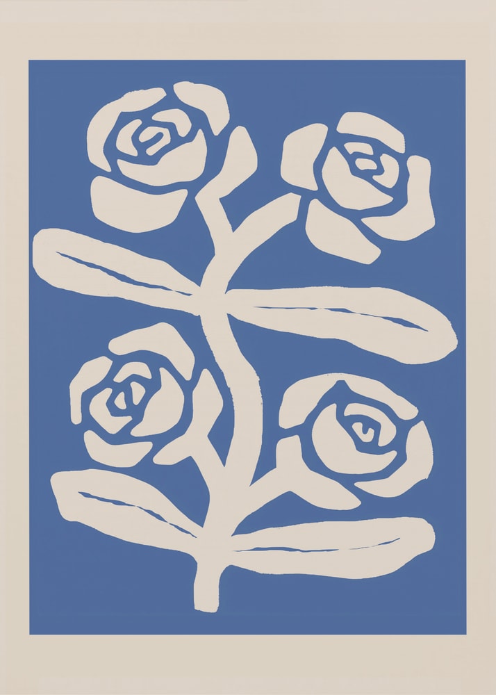 Abstrakt med blå rosor Poster