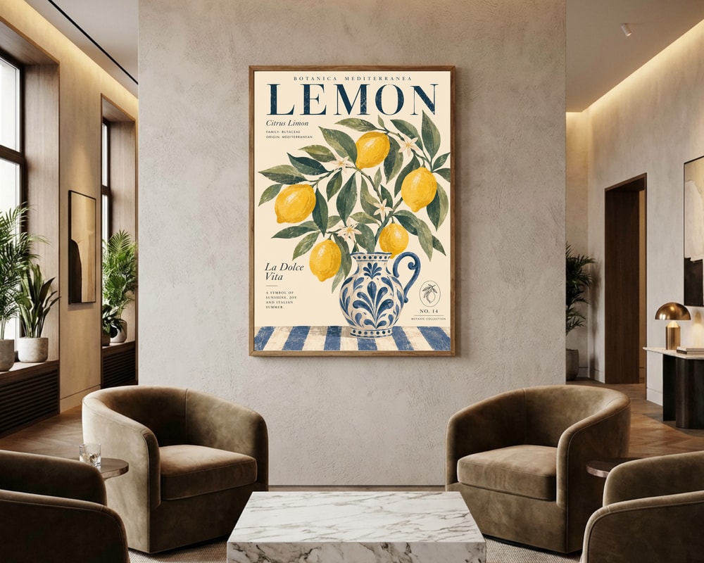 Mediterranean Lemon Still Life Poster