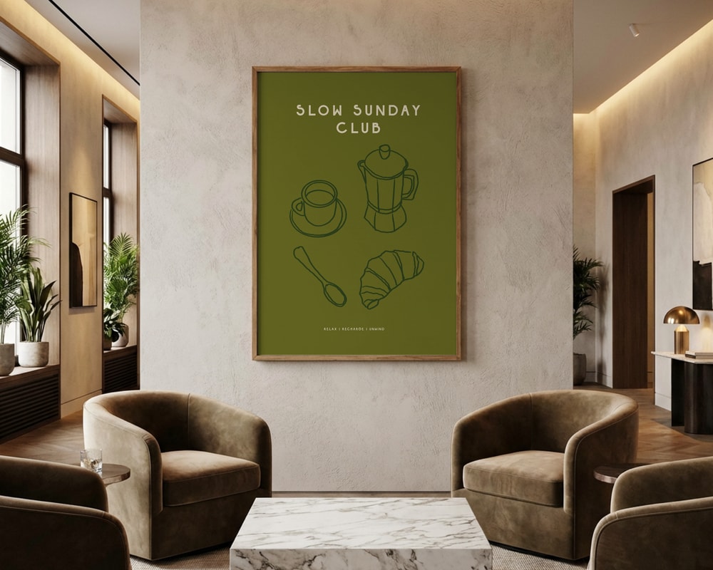 Affiche de matinée caféinée tranquille