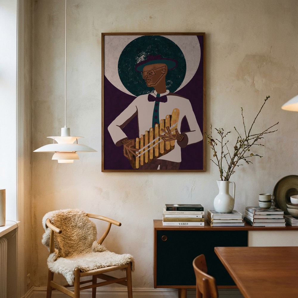 Elegant med panflöjtspelare Poster
