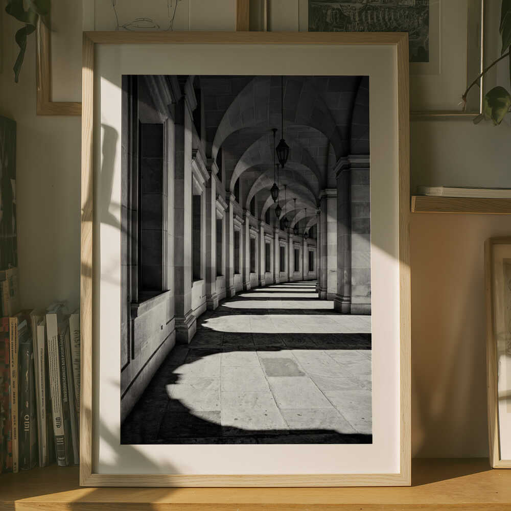 Arched Hallway Shadows Poster