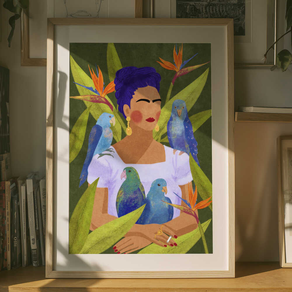 Frida and birds Poster