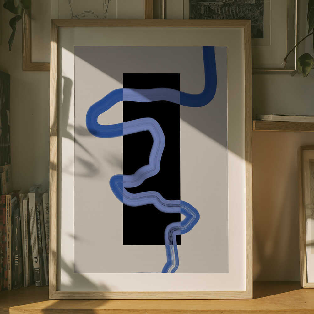 Rektangel med flytande blå linjer Poster