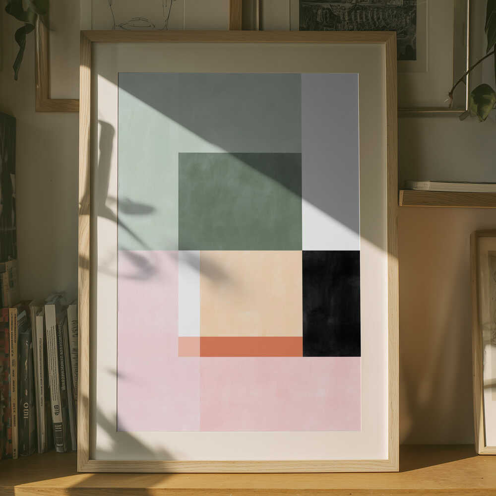 Abstrakt komposition med geometriske former plakat