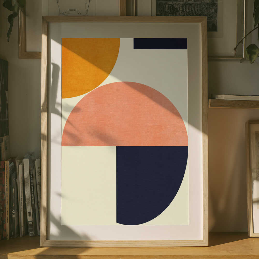 Rainbow Plus Shapes  Blue Mustard2 Poster