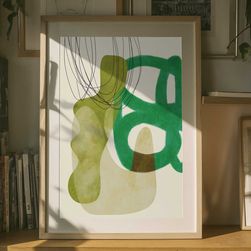 Malede Linjer Grøn Brun Kopi Plakat