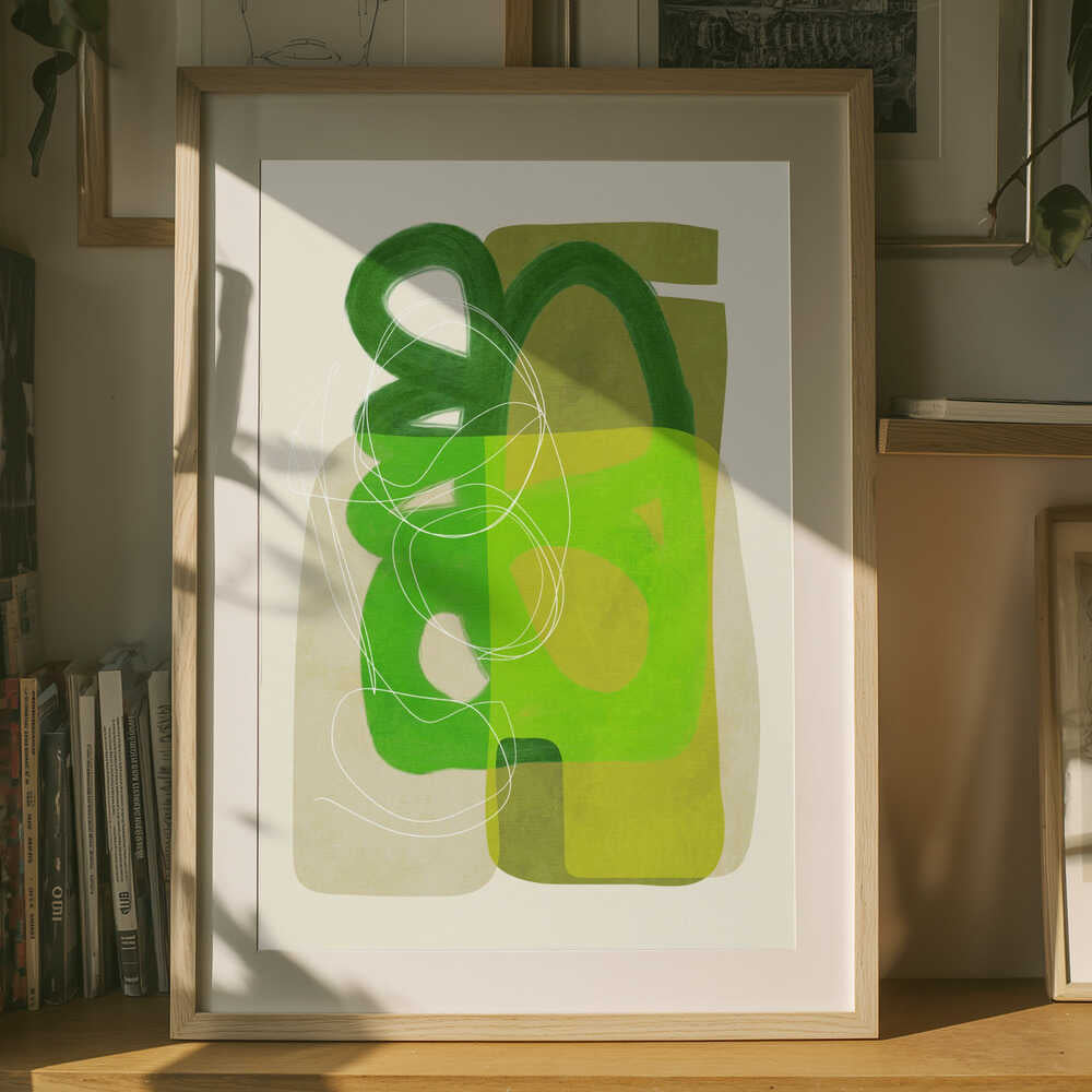 Målade linjer grönbrun 4 Kopie Poster