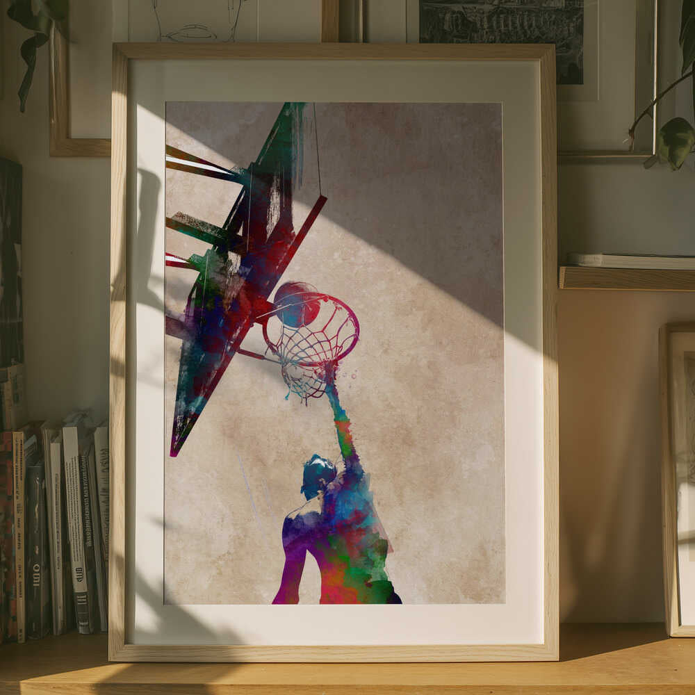 Colorful Basketball Dunk Poster