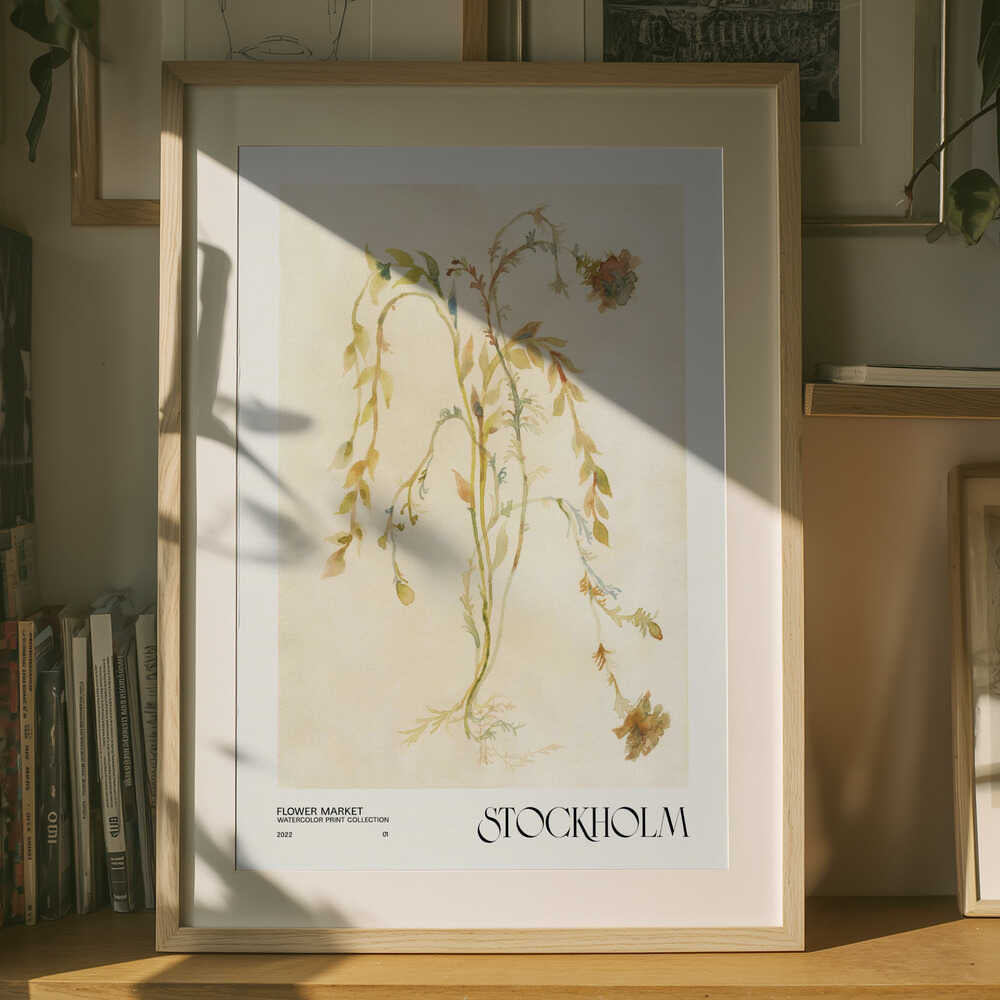 Akvareltryk-kollektion. Blomstermarked - Stockholm Plakat