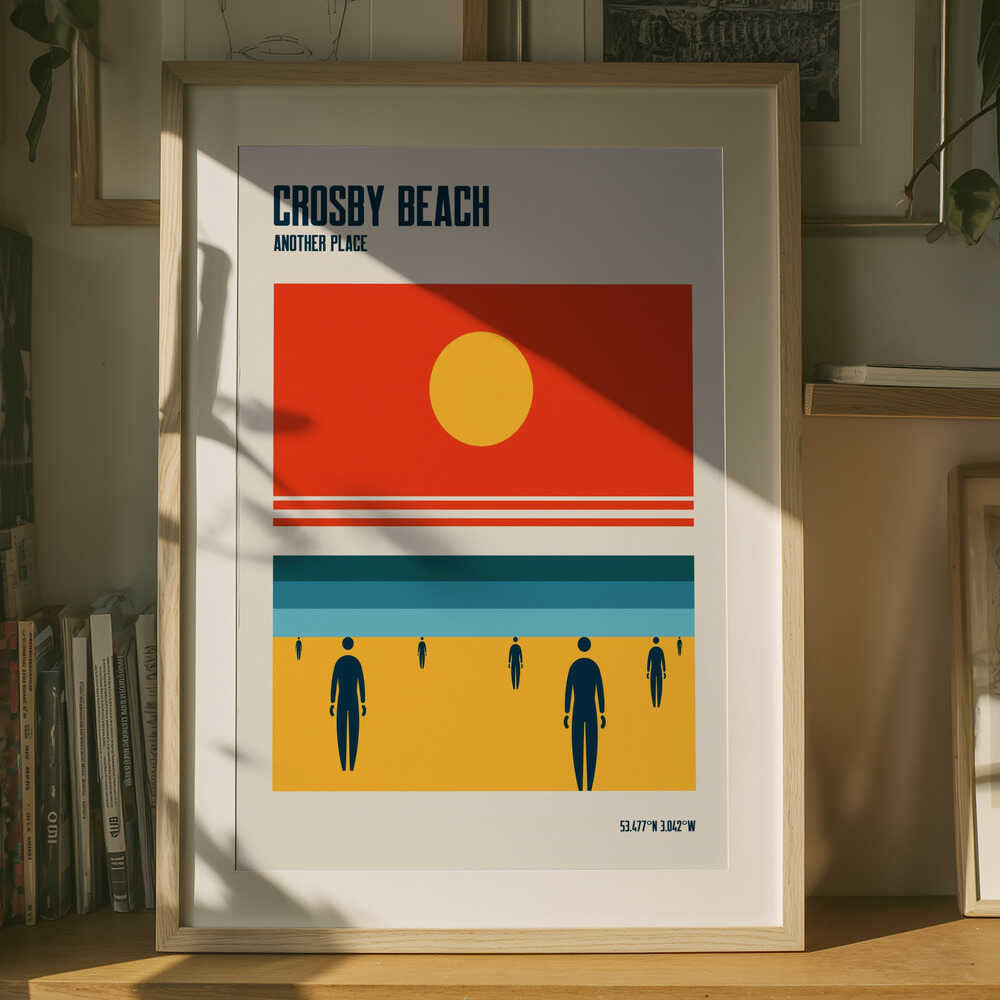 Crosby Beach Iron Men Liverpool Merseyside Poster