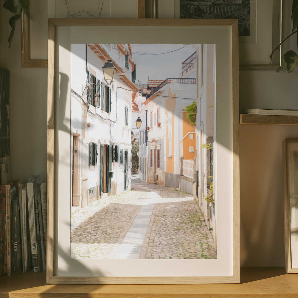 Charming European Cobblestone Street Poster