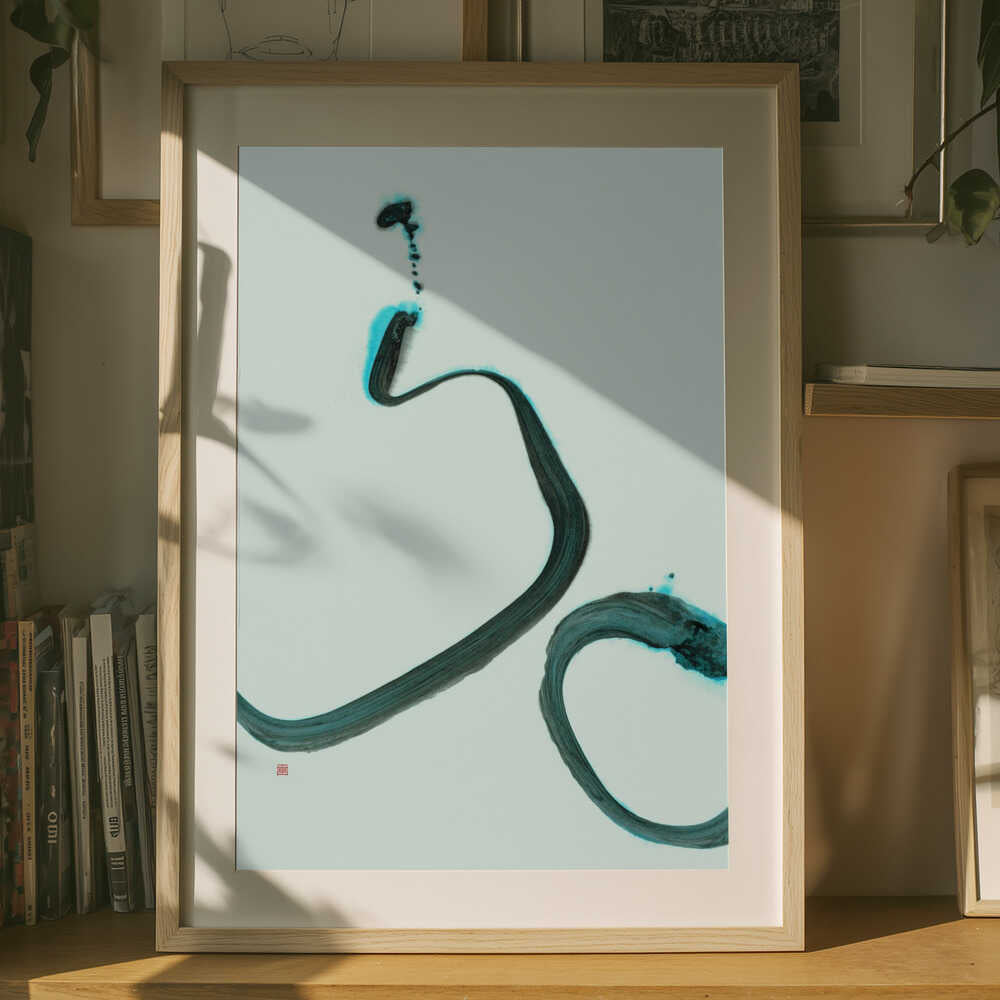 Fluid Teal Ink Strokes Poster