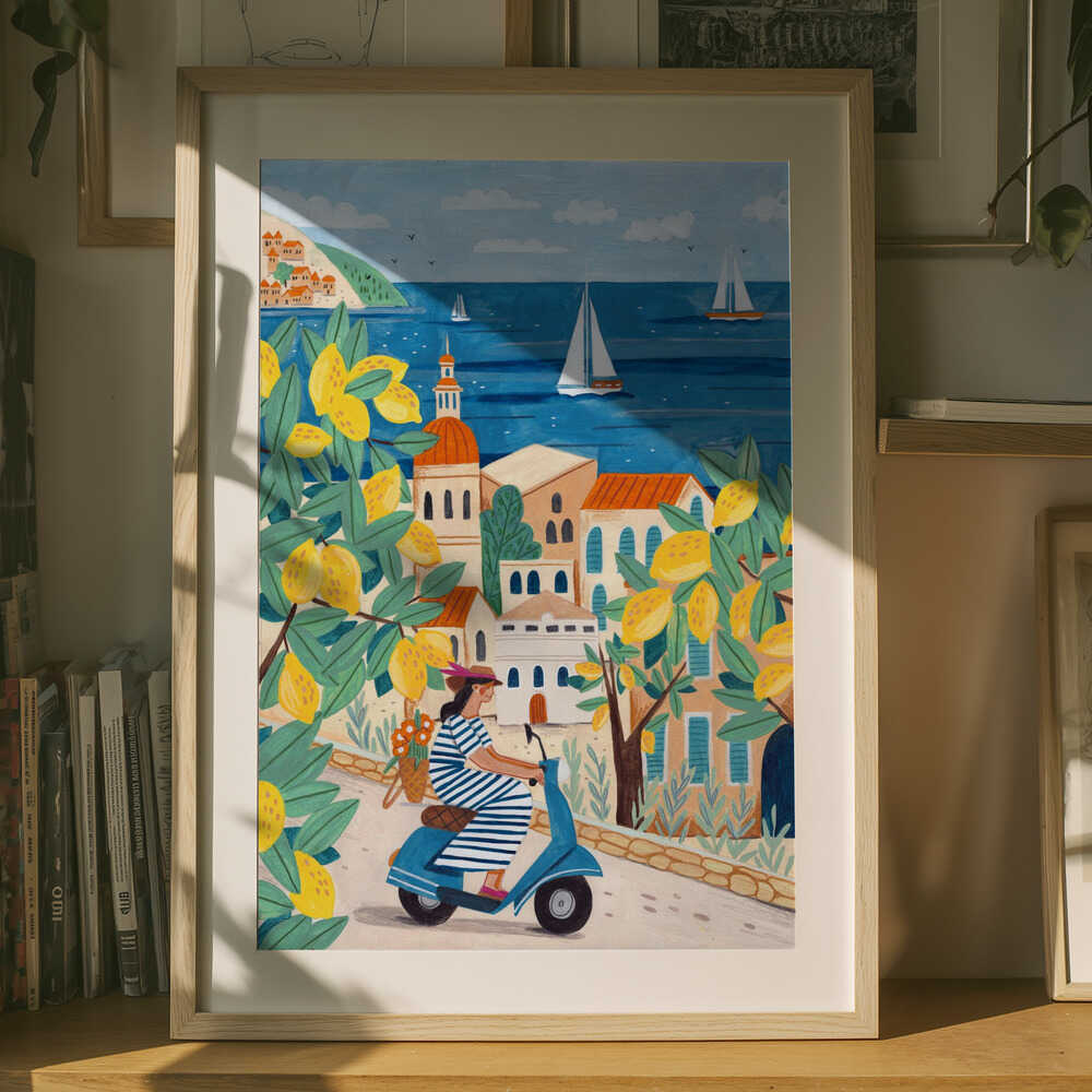 Rese kvinna på Amalfikusten, Italien Poster
