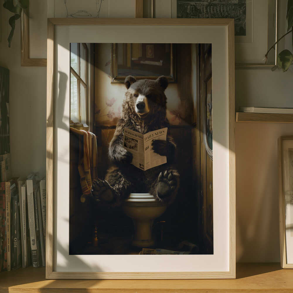 Björn läser tidning Poster