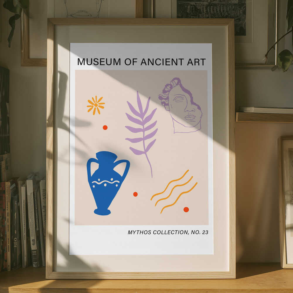 Abstrakt kunstplakat med oldgamle myter