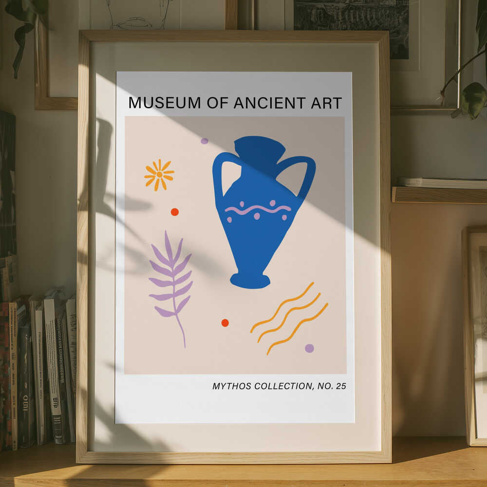 Plakat med motiv af antik blå amfora