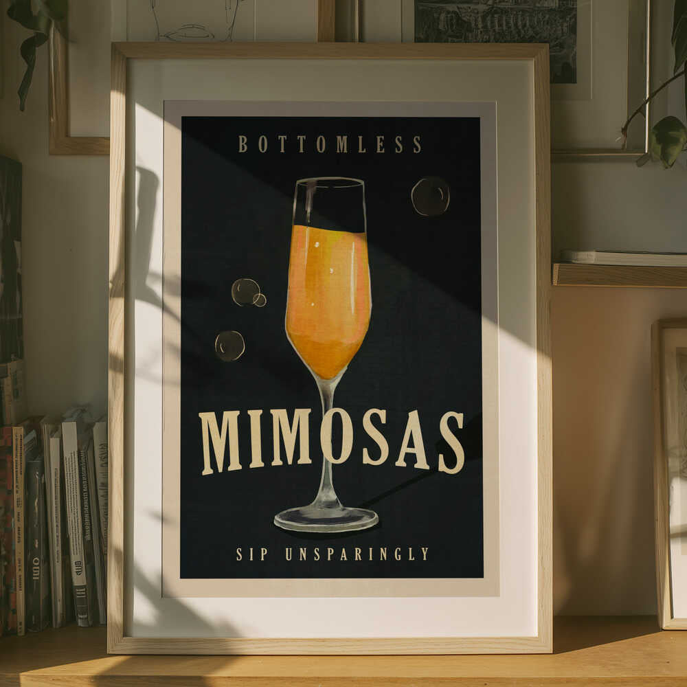 Bottenlösa Mimosa Art Déco Cocktailbar Konst Poster