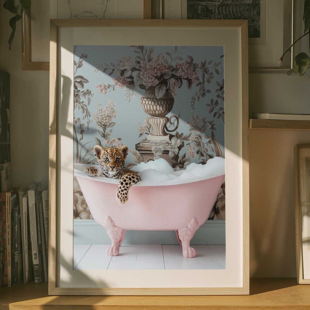 Baby Jaguar Bubble Bath Poster