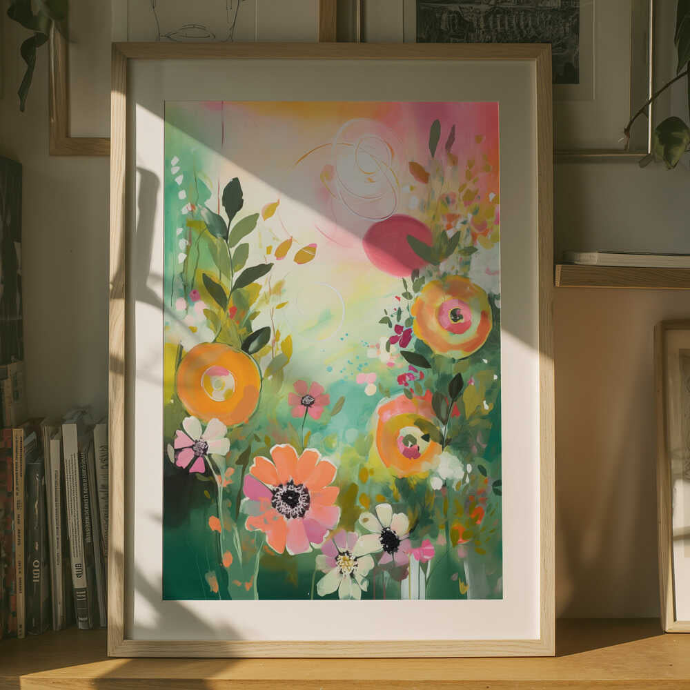 Livfull abstrakt blomster Poster