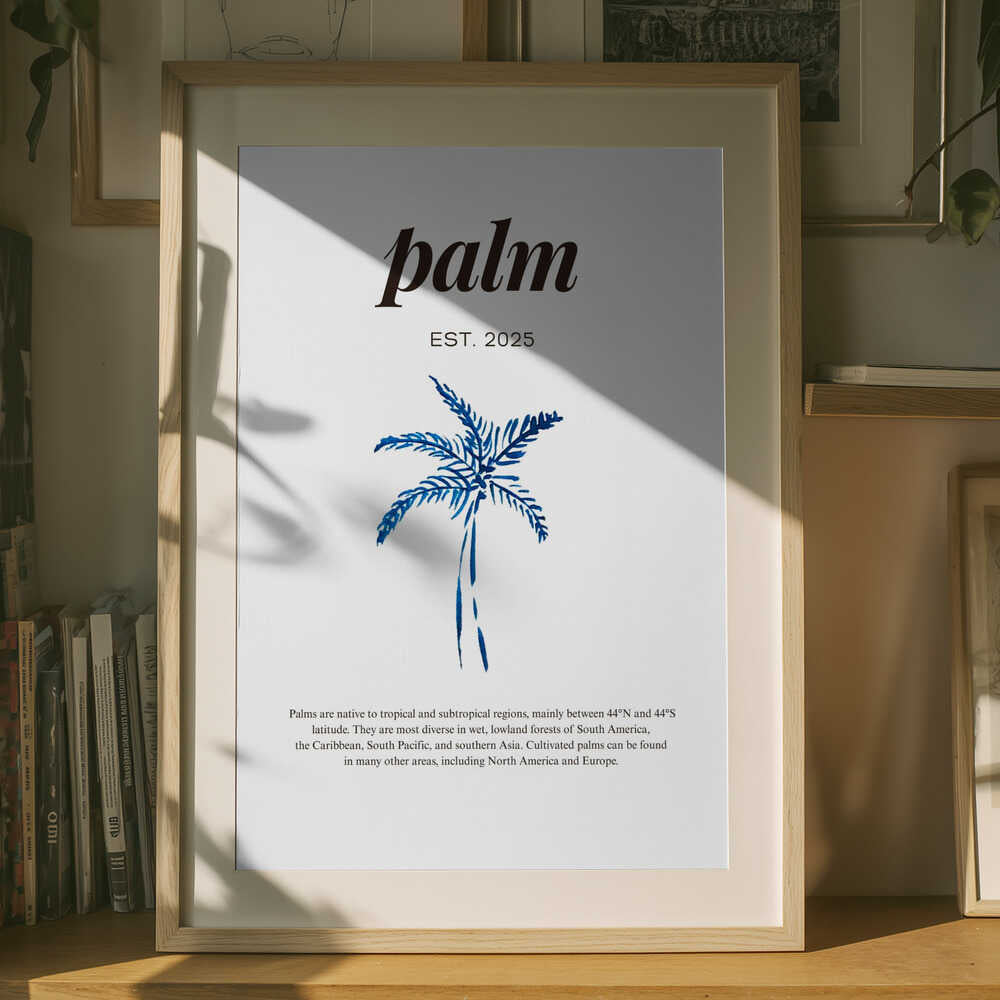 blå akvarell och palmtext Poster